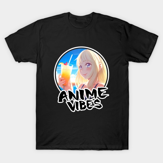 Cute Anime Girl on vacation - Anime Shirt T-Shirt by KAIGAME Art